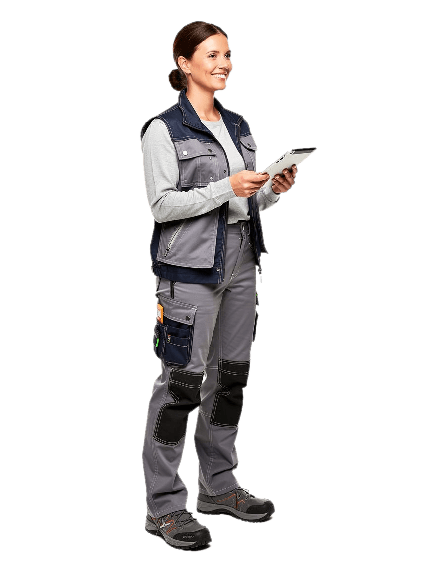 Handwerkerin erfasst Zeiten in der Werkmind-App